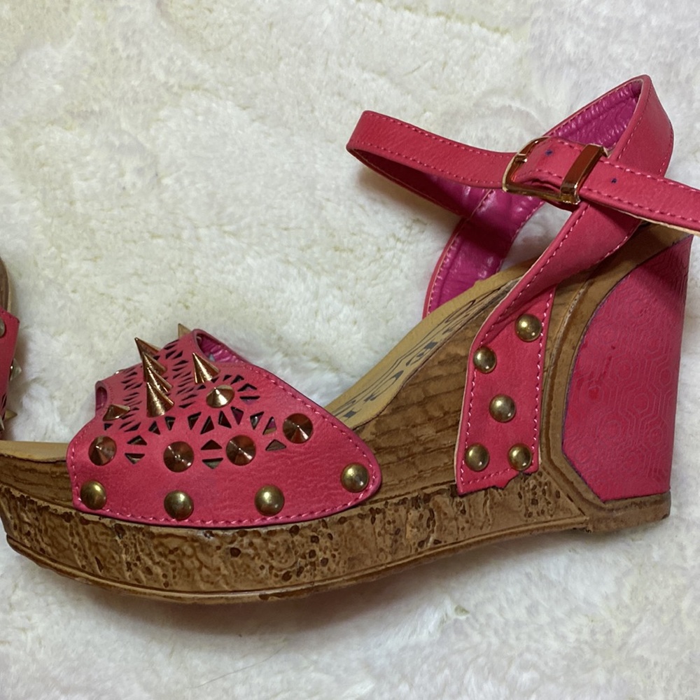 Rose girl platform wedge spiked sandals - Picture 4 of 7